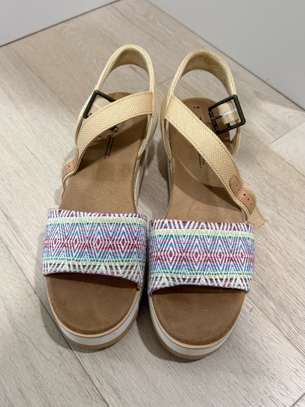 Toms Colorful Platform Wedge Sandal with Ankle Strap